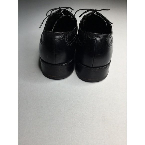 FLORSHEIM ROYAL IMPERIAL WING TIPS ALL LEATHER 12 A BLACK OXFORD MADE USA main image 4